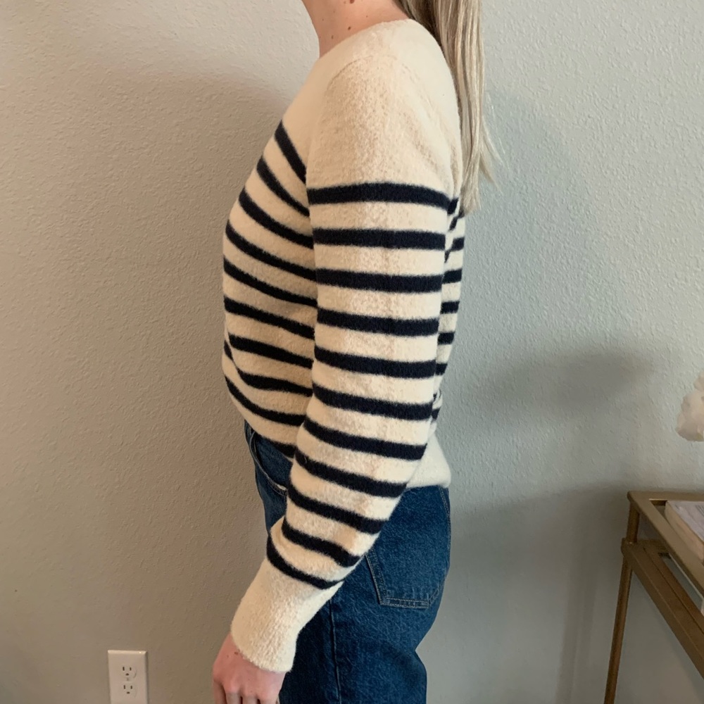 Nautical Sweater- navy blue & white/ cream striped - Picture 3 of 5